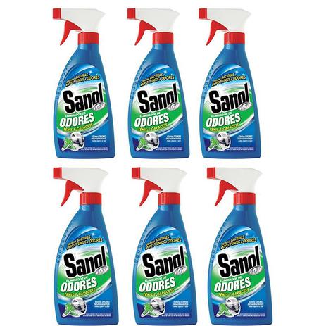 Kit 6un Eliminador de Odores desagradáveis (mofo, suor, chulé, fumaça, etc) Sanol A7 330ml Menor preço em Kit 6un Eliminador de Odores desagradáveis (mofo, suor, chulé, fumaça, etc) Sanol A7 330ml