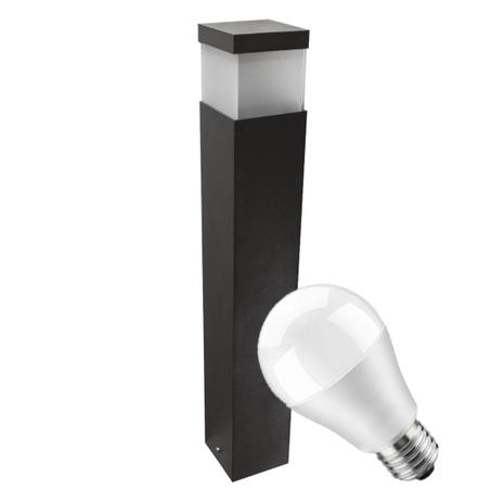 KIT 6X Poste luminária jardim balizador 50cm E27 preto + LED 12W branco frio st222 - Starlumen Menor preço em KIT 6X Poste luminária jardim balizador 50cm E27 preto + LED 12W branco frio st222 - Starlumen