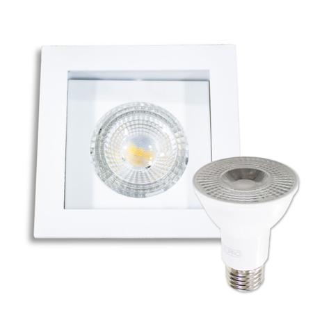 Kit 6x Spot Embutir Recuado Flat Direcionável + Led Par20 8w branco quente St554 - Starlumen Menor preço em Kit 6x Spot Embutir Recuado Flat Direcionável + Led Par20 8w branco quente St554 - Starlumen
