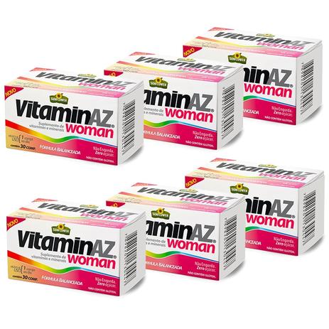 Kit 6X Vitaminaz Woman 30 comprimidos - Sunflower Menor preço em Kit 6X Vitaminaz Woman 30 comprimidos - Sunflower