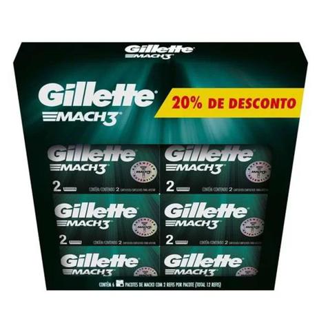 Kit 6x2 Cargas Gillette Mach 3 Menor preço em Kit 6x2 Cargas Gillette Mach 3
