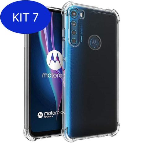 Kit 7 Capa Case Silicone Transparente Moto One Fusion Plus - Motorola Menor preço em Kit 7 Capa Case Silicone Transparente Moto One Fusion Plus - Motorola