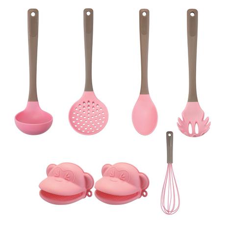 Kit 7 Peças Silicone Candy Rosa Colher Concha Escumadeira - Art house Menor preço em Kit 7 Peças Silicone Candy Rosa Colher Concha Escumadeira - Art house