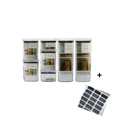 Kit 7 Potes Herméticos para Alimentos Mantimentos Empilháveis Acrílico - PARAMOUNT Menor preço em Kit 7 Potes Herméticos para Alimentos Mantimentos Empilháveis Acrílico - PARAMOUNT