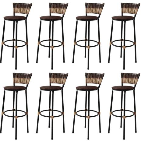 Kit 8 Banquetas BistrÔ AÇO Junco Sintetico Degrade Assento Preto - Za Moveis Menor preço em Kit 8 Banquetas BistrÔ AÇO Junco Sintetico Degrade Assento Preto - Za Moveis