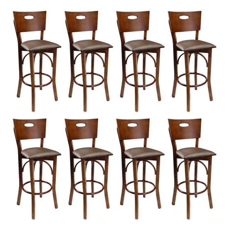 Kit 8 Banquetas Bistrô Alta Ipanema de Madeira com Estofado - Mel - Flex Mesas E Cadeiras Menor preço em Kit 8 Banquetas Bistrô Alta Ipanema de Madeira com Estofado - Mel - Flex Mesas E Cadeiras
