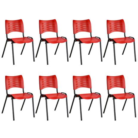 Kit 8 Cadeiras Plastica Fixa Empilhável Vermelha - Flex mesas e cadeiras Menor preço em Kit 8 Cadeiras Plastica Fixa Empilhável Vermelha - Flex mesas e cadeiras