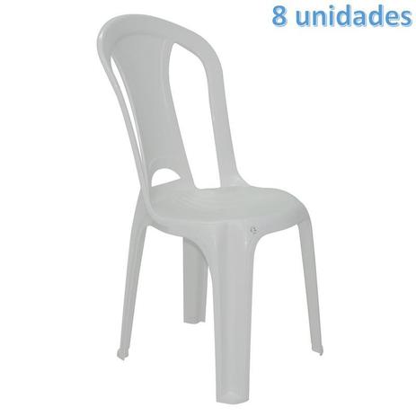 Kit 8 cadeiras plastica monobloco torres economy branca tramontina Menor preço em Kit 8 cadeiras plastica monobloco torres economy branca tramontina