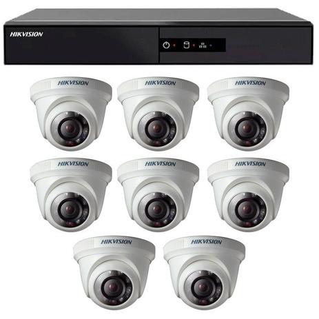 Kit 8 Câmeras de Segurança HD 720p Hikvision Dome Com DVR 8 Canais Hikvision Menor preço em Kit 8 Câmeras de Segurança HD 720p Hikvision Dome Com DVR 8 Canais Hikvision