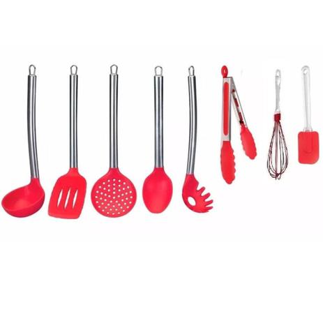 Kit 8 Colheres Utensílios Silicone Vermelho Cabo Inox - Clink é boa?