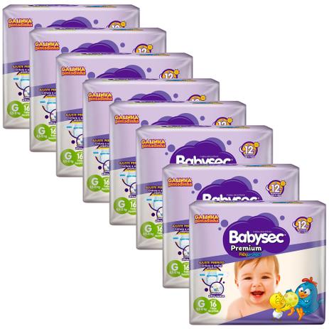 Kit 8 Fraldas BabySec GALINHA PINTADINHA Premium - G - 128 unids - Softys Menor preço em Kit 8 Fraldas BabySec GALINHA PINTADINHA Premium - G - 128 unids - Softys