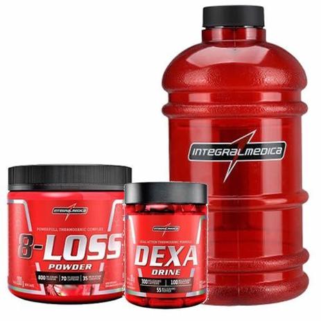 Kit 8 Loss Powder 200g Limão + Dexa Drine 60 Cápsulas + Galão Vermelho 2,2 litros - IntegralMedica Menor preço em Kit 8 Loss Powder 200g Limão + Dexa Drine 60 Cápsulas + Galão Vermelho 2,2 litros - IntegralMedica