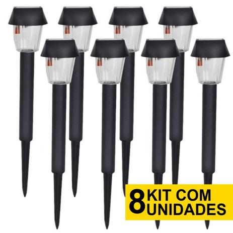 Kit 8 Luminária Solar jardim led branco balizador pvc 32cm prova de água - Ecoforce Menor preço em Kit 8 Luminária Solar jardim led branco balizador pvc 32cm prova de água - Ecoforce
