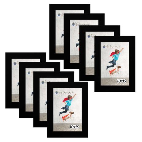 Kit 8 Molduras Porta Retrato 10X15 Preto - Santamaria molduras Menor preço em Kit 8 Molduras Porta Retrato 10X15 Preto - Santamaria molduras