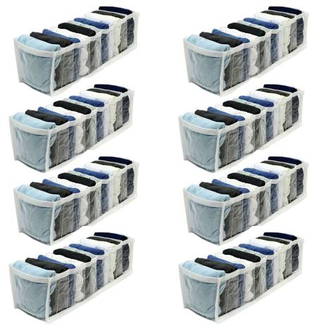 Menor preço em Kit 8 Organizador de Gavetas Transparente e Branco 11 Nichos Colmeia 10x34x10 123Organizei - 123 Organizei