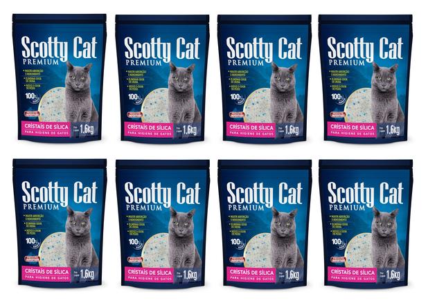 Kit 8 pacotes de Areia Sanitária Scotty Cristais de Sílica Grossa - 1,6kg Cada Menor preço em Kit 8 pacotes de Areia Sanitária Scotty Cristais de Sílica Grossa - 1,6kg Cada