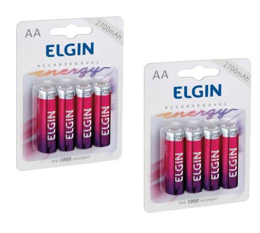 Kit 8 Pilhas recarregáveis Elgin AA-2700MAH Menor preço em Kit 8 Pilhas recarregáveis Elgin AA-2700MAH