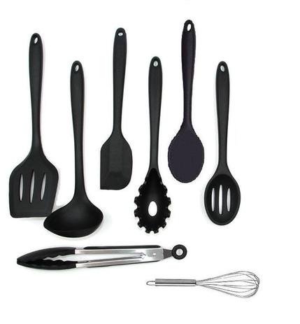 Kit 8 Utensílios De Silicone Cabo Maciço De Silicone - Clink Menor preço em Kit 8 Utensílios De Silicone Cabo Maciço De Silicone - Clink