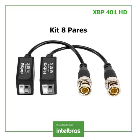 Kit 8 Video Balun Passivo Intelbras XBP 401 HD PAR Menor preço em Kit 8 Video Balun Passivo Intelbras XBP 401 HD PAR