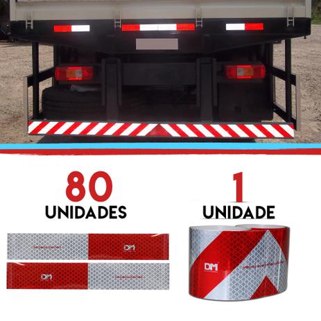 Kit 80 Faixa Refletiva Lateral e 01 Faixa Parachoque Caminhao Bau Onibus Carreta Denatran Padrao - Dm Menor preço em Kit 80 Faixa Refletiva Lateral e 01 Faixa Parachoque Caminhao Bau Onibus Carreta Denatran Padrao - Dm