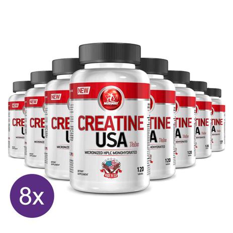 Kit 8x Creatina Monohidratada e Micronizada Midway 120 Tabs - Midway labs Menor preço em Kit 8x Creatina Monohidratada e Micronizada Midway 120 Tabs - Midway labs