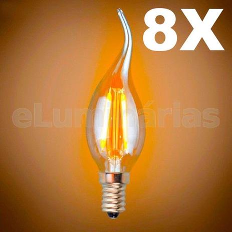 Kit 8X Lâmpadas Led 4W C35L 220V VelaVintage Retrô E14 Industrial Design Thomas Edison Filamento LED 2200K Carbono LM1759 - Eluminarias Menor preço em Kit 8X Lâmpadas Led 4W C35L 220V VelaVintage Retrô E14 Industrial Design Thomas Edison Filamento LED 2200K Carbono LM1759 - Eluminarias