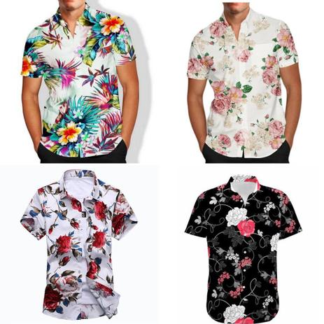 camisa com estampa floral masculina