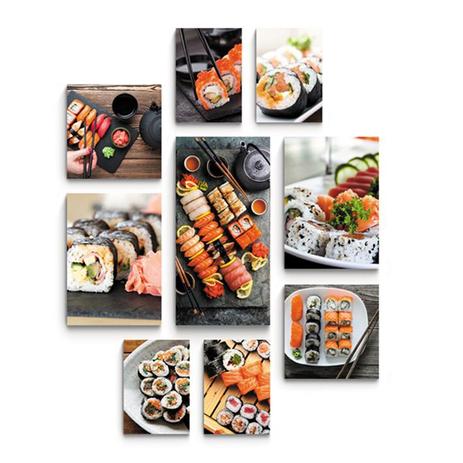 Kit 9 Quadros Placas Decorativas Sushi comida japonesa - Rcs decorações Menor preço em Kit 9 Quadros Placas Decorativas Sushi comida japonesa - Rcs decorações