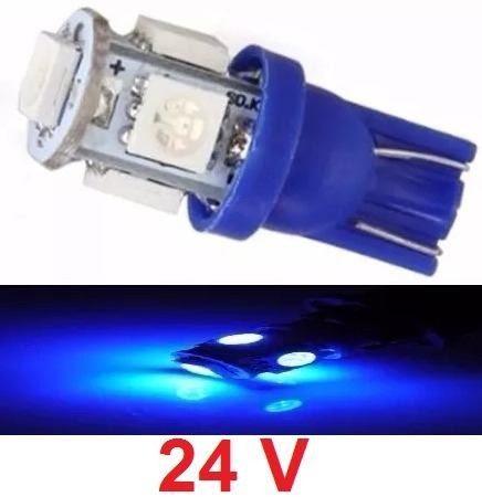 Kit 90 Lampada T10 5 Led Azul 24v - Mfl Menor preço em Kit 90 Lampada T10 5 Led Azul 24v - Mfl