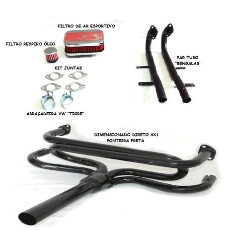 Kit Abafador Fusca 4x1 Bengala Filtro Esportivo Pont Preta - Diskscap Menor preço em Kit Abafador Fusca 4x1 Bengala Filtro Esportivo Pont Preta - Diskscap