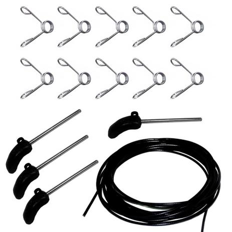 Kit Academia 30 Metros Cabo de Aço 10 Presilhas e 4 Pinos - Natural fitness Menor preço em Kit Academia 30 Metros Cabo de Aço 10 Presilhas e 4 Pinos - Natural fitness