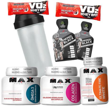 Kit Academia Emagrecimento Feminino Masculino - Colageno Hidrolisado + Termogenico + Omega 3 + Coq - Max titanium Menor preço em Kit Academia Emagrecimento Feminino Masculino - Colageno Hidrolisado + Termogenico + Omega 3 + Coq - Max titanium