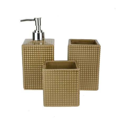 Kit Acessorio Banheiro P Sabonete Escova Algodão Bege 3pc - Ana maria Menor preço em Kit Acessorio Banheiro P Sabonete Escova Algodão Bege 3pc - Ana maria