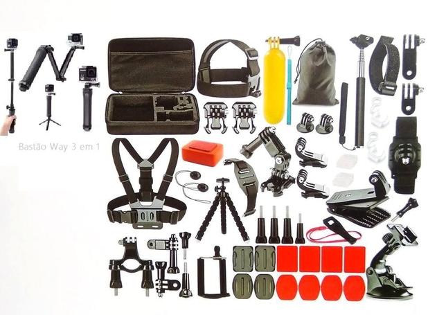 Kit Acessórios Action Câmera 54 Em 1Gopro Hero Black 6 7 Session Tripé Way 3 Em 1 - Tomate Menor preço em Kit Acessórios Action Câmera 54 Em 1Gopro Hero Black 6 7 Session Tripé Way 3 Em 1 - Tomate