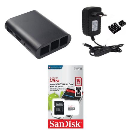 Kit Acessórios P/ Raspberry Pi 3 - 16gb Case Black - Monkey business br Menor preço em Kit Acessórios P/ Raspberry Pi 3 - 16gb Case Black - Monkey business br