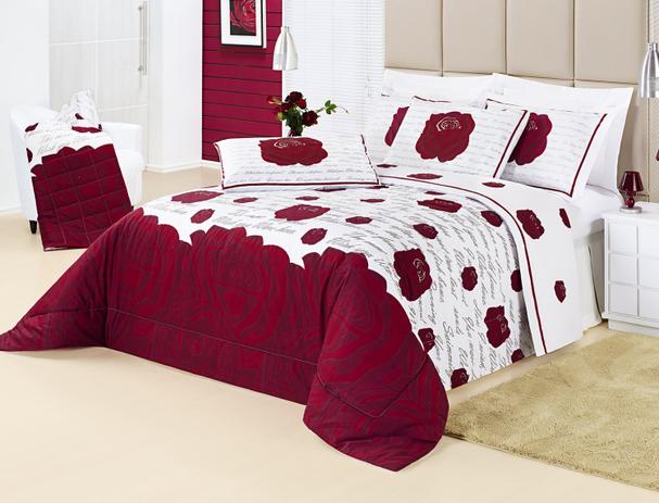 Kit Acolchoado Casal Padrão Craft 3 Peças Roses 100 Algodão 200 Fios - Vilela enxovais Menor preço em Kit Acolchoado Casal Padrão Craft 3 Peças Roses 100 Algodão 200 Fios - Vilela enxovais