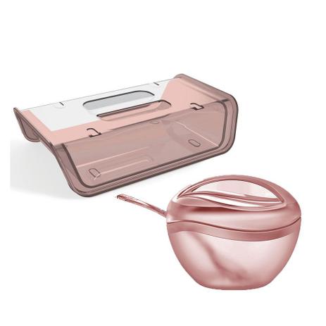 Kit Açucareiro e Porta Frios com Tampa Rosa 2 peças - Uz Menor preço em Kit Açucareiro e Porta Frios com Tampa Rosa 2 peças - Uz