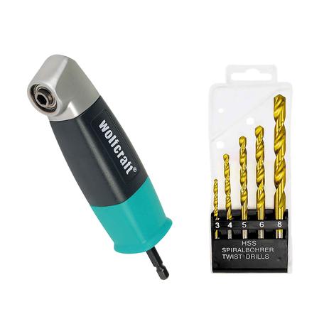 Kit - Adaptador Angular 90º para Furadeira - 468800 - Wolfcraft + Jogo de Brocas Menor preço em Kit - Adaptador Angular 90º para Furadeira - 468800 - Wolfcraft + Jogo de Brocas