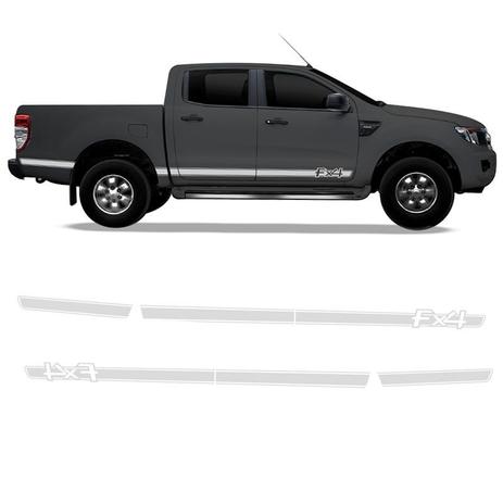 Kit Adesivo Ford Ranger FX4 Faixa Lateral Prata Decorativa - Sportinox Menor preço em Kit Adesivo Ford Ranger FX4 Faixa Lateral Prata Decorativa - Sportinox