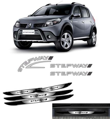 Kit Adesivos Prata Sandero Stepway 2008 + Soleira Black Over - Sportinox Menor preço em Kit Adesivos Prata Sandero Stepway 2008 + Soleira Black Over - Sportinox