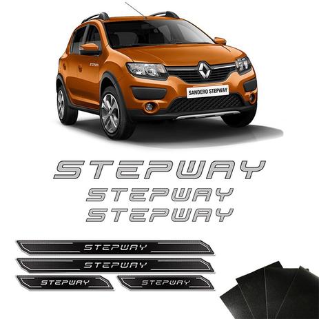 Kit Adesivos Sandero Stepway 2015 Prata + Soleira Protetora - Sportinox Menor preço em Kit Adesivos Sandero Stepway 2015 Prata + Soleira Protetora - Sportinox