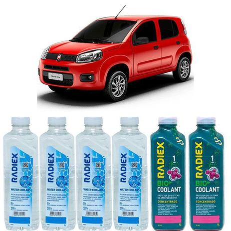 Kit aditivo radiador bio coolant concentrado rosa + agua desmineralizada - fiat uno - r1923 - Radiex é boa?