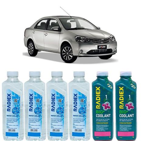 Kit aditivo radiador bio coolant concentrado rosa + agua desmineralizada - toyota etios sedan - r1923 - Radiex é boa?