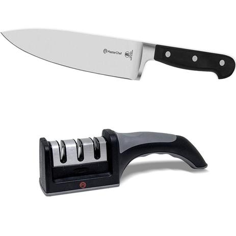 Kit Afiador Amolador + Faca Com 2 Itens MasterChef Original - Master chef Menor preço em Kit Afiador Amolador + Faca Com 2 Itens MasterChef Original - Master chef