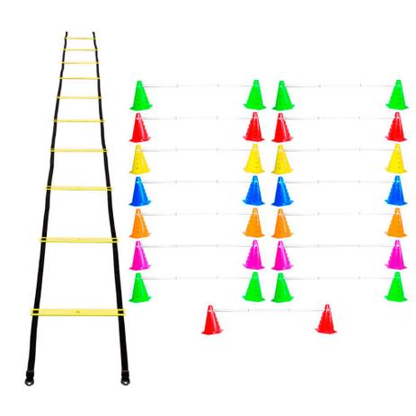 Kit Agilidade 30 Cones Barreira + Escada Plastico Funcional - Natural fitness Menor preço em Kit Agilidade 30 Cones Barreira + Escada Plastico Funcional - Natural fitness