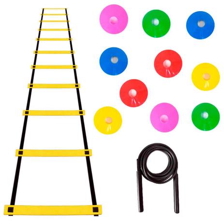 Kit Agilidade Escada EVA + 10 Chapeu Chines + Corda PVC - Natural fitness Menor preço em Kit Agilidade Escada EVA + 10 Chapeu Chines + Corda PVC - Natural fitness