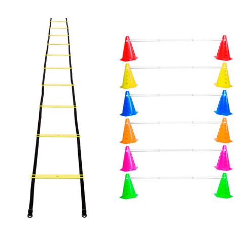 Kit Agilidade Funcional 12 Cones Barreira + Escada Plastico - Natural fitness Menor preço em Kit Agilidade Funcional 12 Cones Barreira + Escada Plastico - Natural fitness