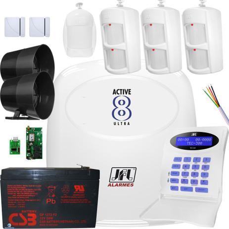 Kit Alarme Monitorado Active 8 Ultra Jfl Completo - Jfl alarmes Menor preço em Kit Alarme Monitorado Active 8 Ultra Jfl Completo - Jfl alarmes