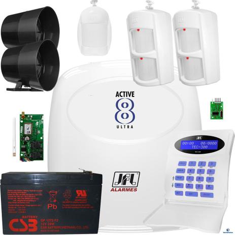 Kit Alarme Monitorado Active 8 Ultra Jfl + Ird 640 + Idx 1001 + Gprs - Jfl alarmes Menor preço em Kit Alarme Monitorado Active 8 Ultra Jfl + Ird 640 + Idx 1001 + Gprs - Jfl alarmes