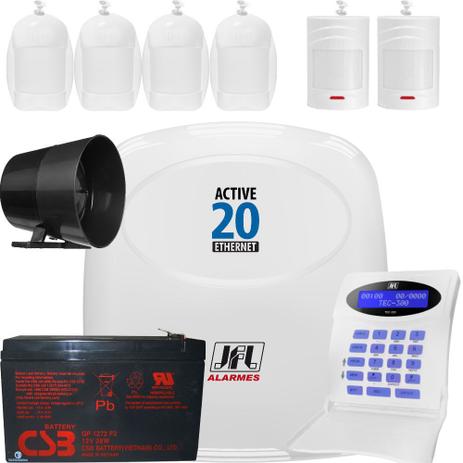 Kit Alarme Residencial Active 20 Ethernet Com Sensores Ir Pet 500 Jfl - Jfl alarmes Menor preço em Kit Alarme Residencial Active 20 Ethernet Com Sensores Ir Pet 500 Jfl - Jfl alarmes